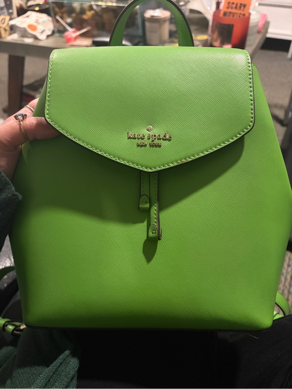 kate spade Bright Lime Green Saffiano Mini Backpack